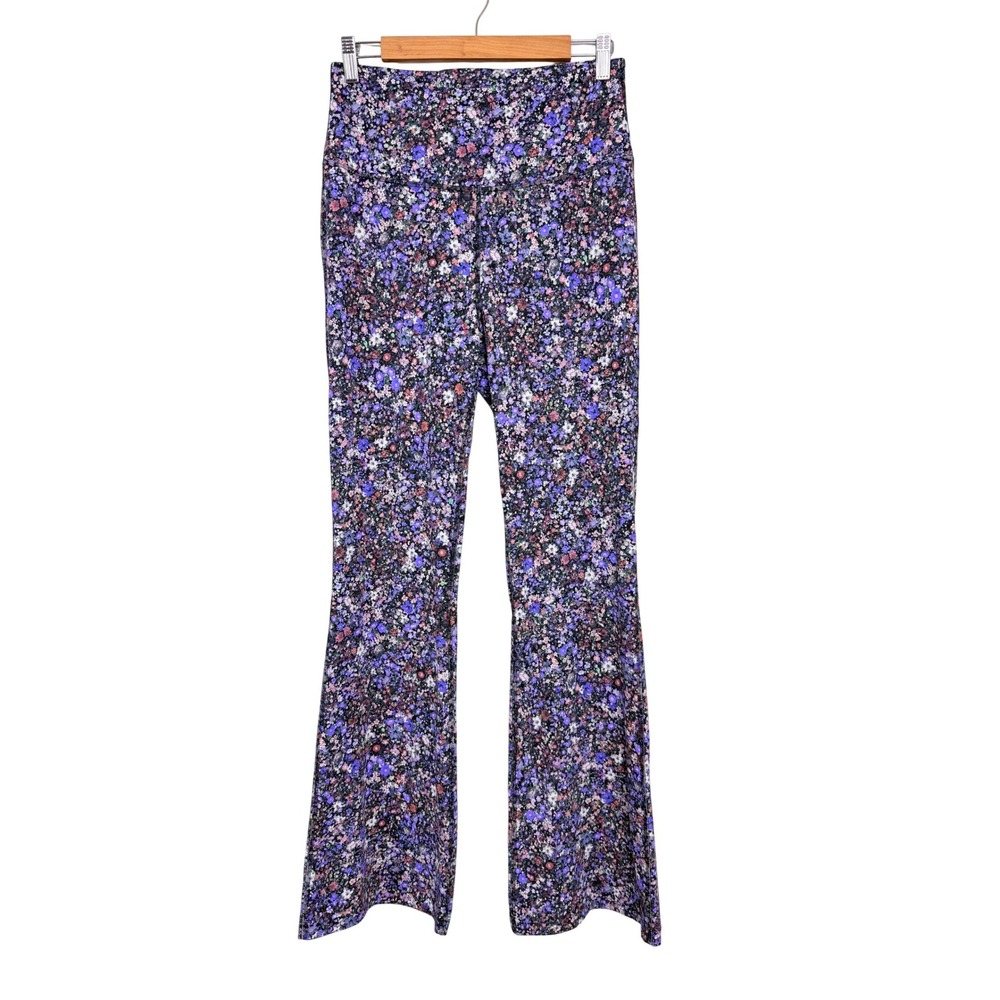 Lululemon Groove Super High Rise Flared Pant Floral Purple Blue Size 10